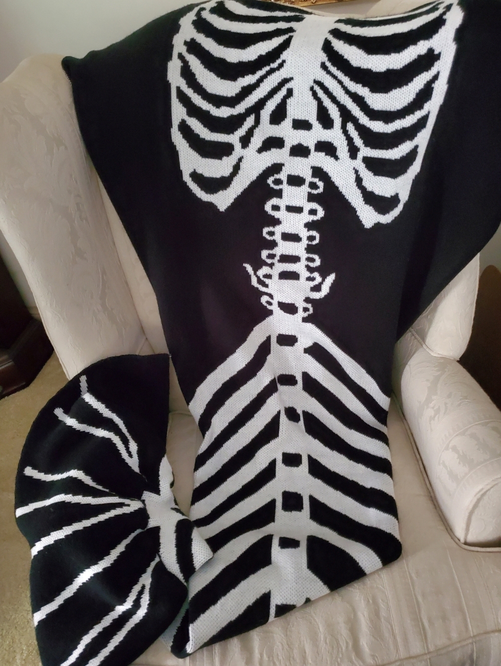 Gothic Skeleton Mermaid Blanket Adult Size